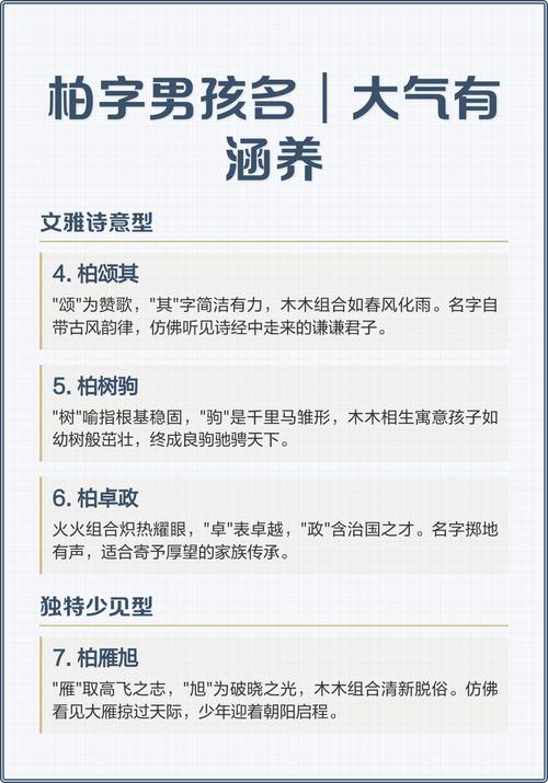 柏姓男宝宝取名时有没有什么既优美又寓意深刻的名字推荐呢？