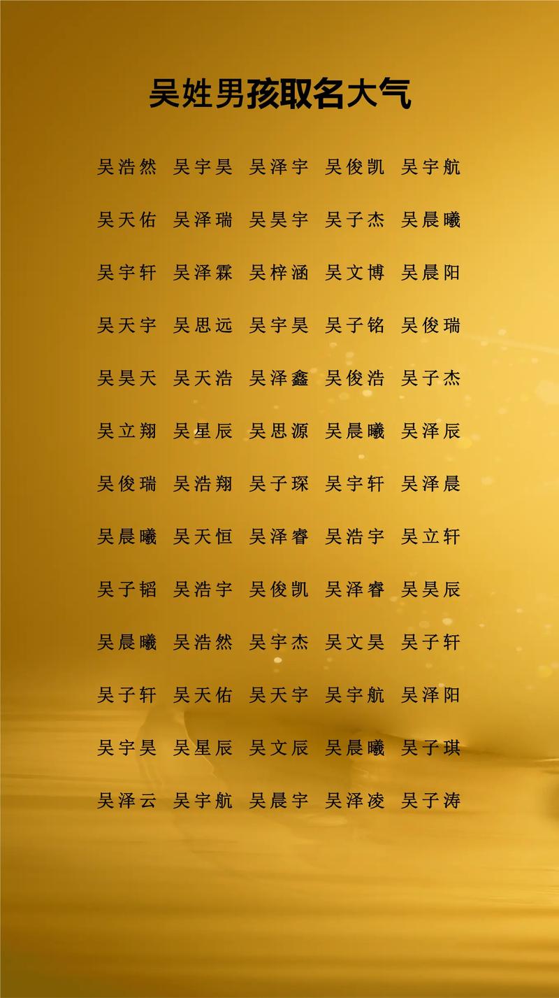 姓吴的男孩起一个优美大方的名字，有没有什么好的建议呢？