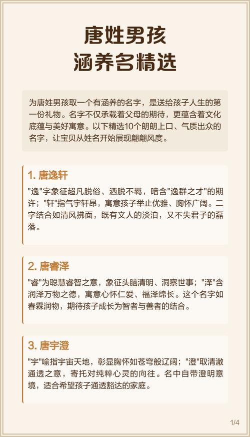 唐姓有涵养的男宝宝名字有哪些推荐？
