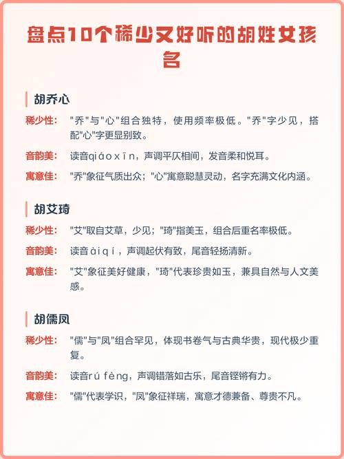 胡姓女孩起个冷门独特名字，有没有什么好建议？