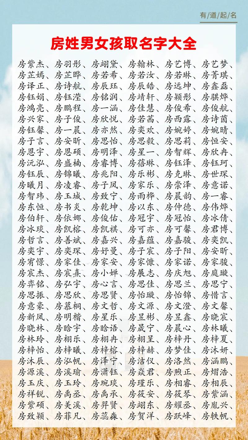 房姓男孩名字中蕴含独特优美的字眼，能否推荐一个既独特又优美的名字呢？