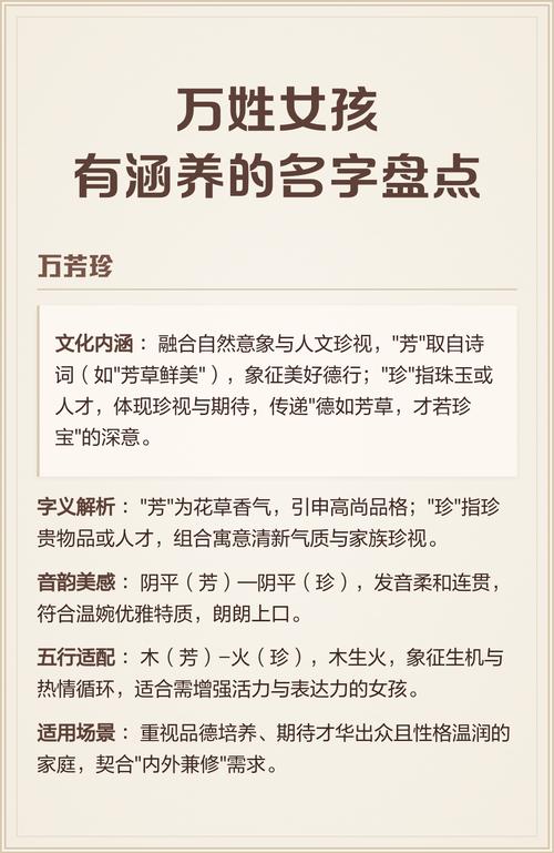 万姓有涵养的女孩，取个什么名字既文雅又好听呢？