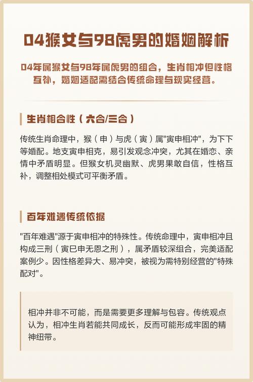 属猴女性与属虎男性婚配是否合适呢？