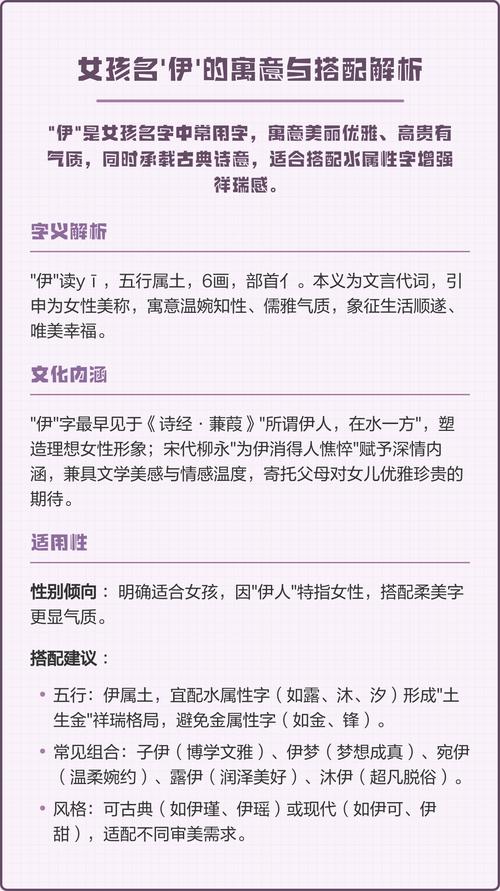 伊字五行属什么？伊字女孩最佳组合名字有哪些？