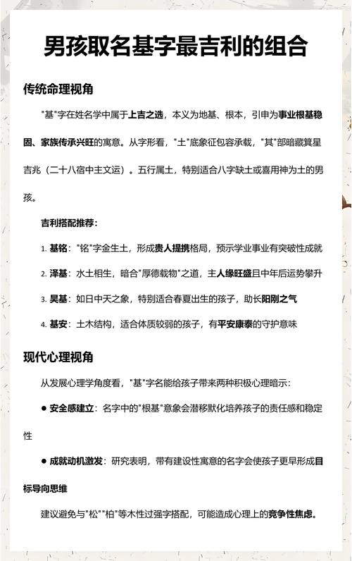 基字五行属什么，如何根据五行属性为基字男孩挑选最佳组合名字？