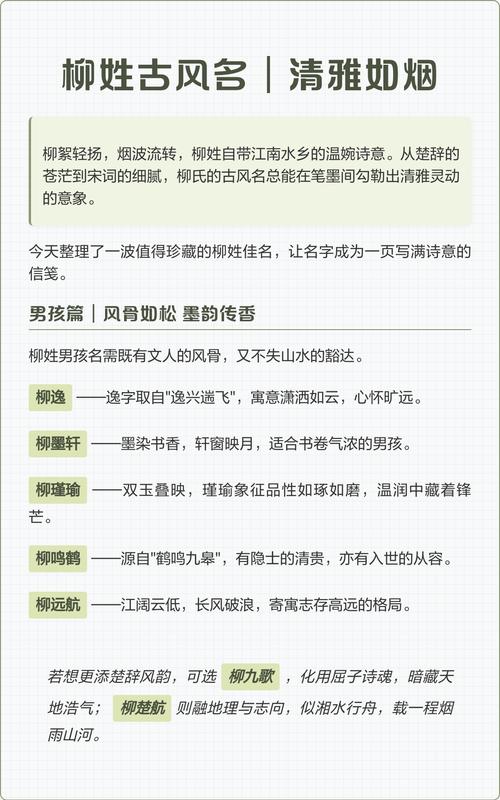 柳姓有灵气女孩取什么名字既文雅又寓意美好？
