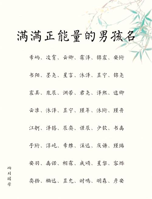 正字取名寓意中，男孩名字有哪些美好寓意可以体现？