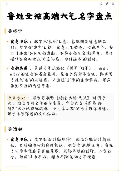 鲁姓女孩叫什么名字比较好听？