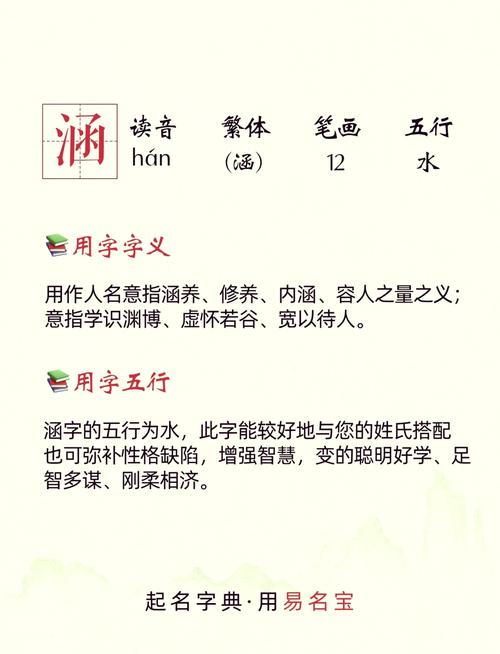 涵字五行属什么？如何根据涵字五行属相为男孩挑选蕞佳名字组合？