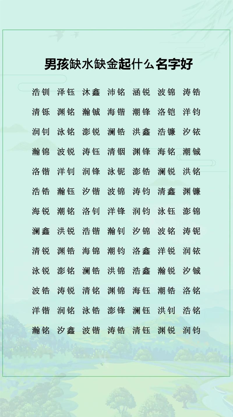 姓水的男孩起一个优美的名字，有没有什么好建议？