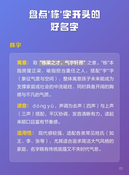 男孩用栋字取名，这样的名字有什么特别的寓意和深层含义呢？