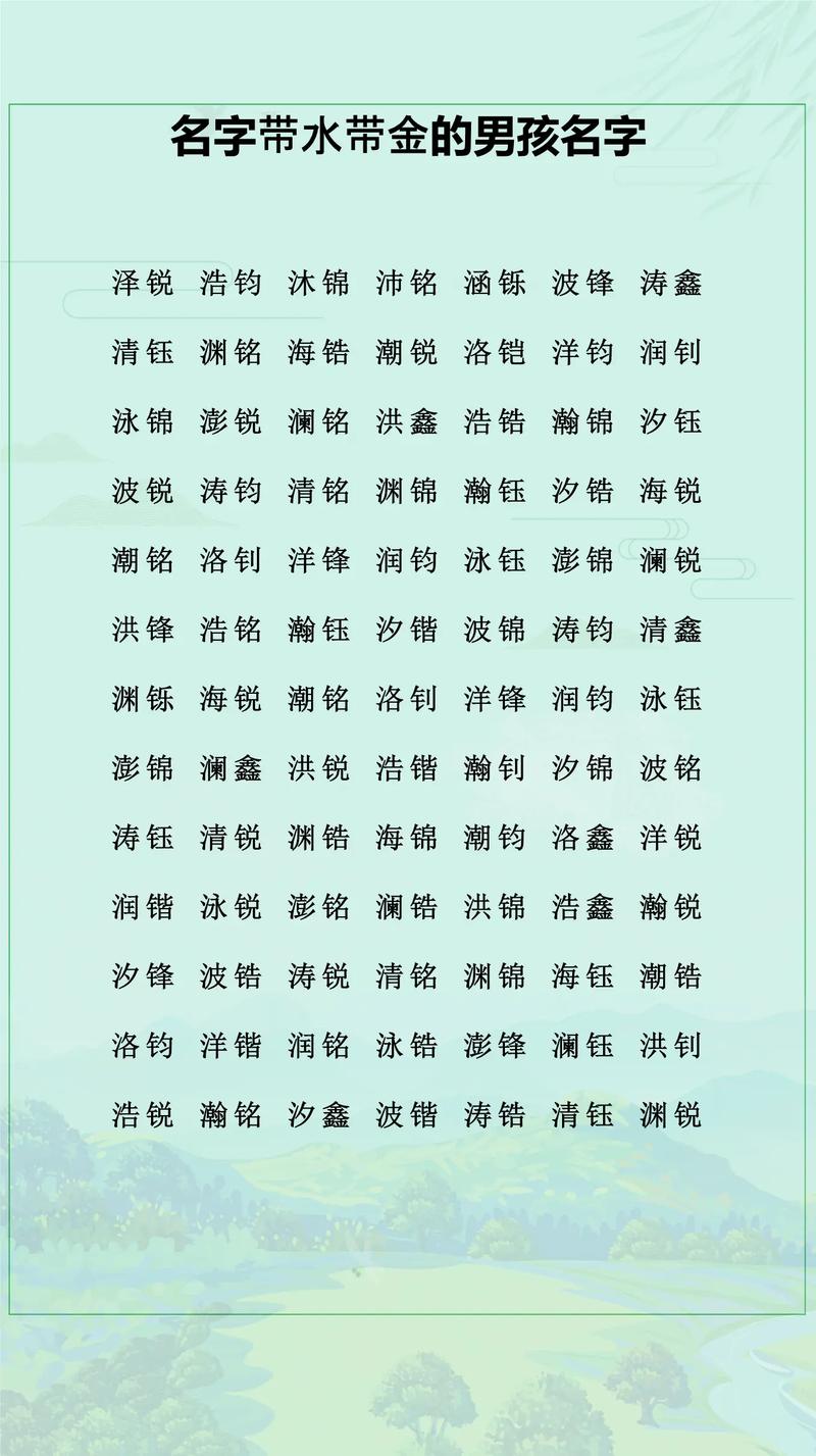 姓水的男孩起一个优美的名字，有没有什么好建议？