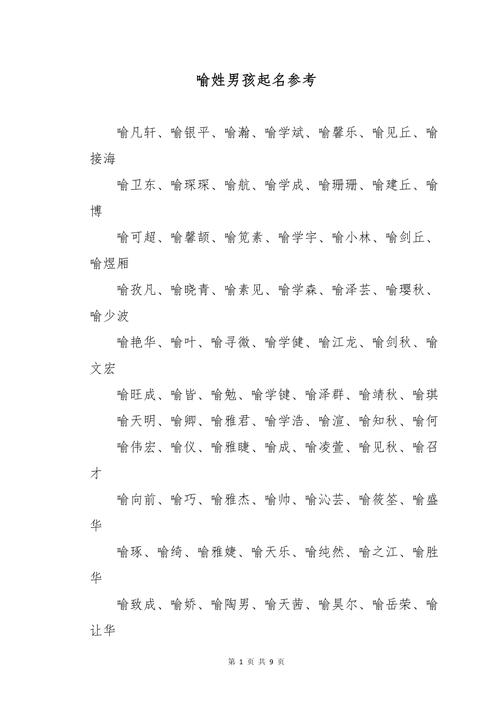 喻姓男宝宝取名，有没有既灵气又富有内涵的名字推荐呢？