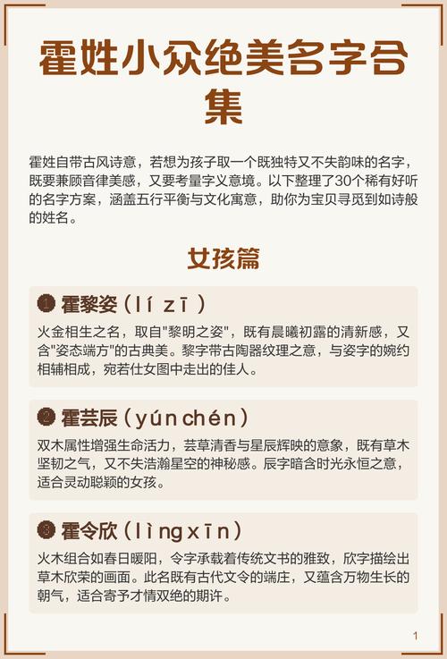 霍姓女孩名字中蕴含诗意，有没有什么特别有诗意的名字推荐呢？