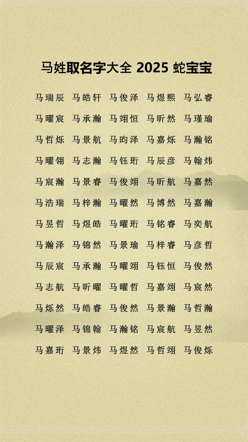 姓马的男孩取个有气质的名字，有没有什么好的建议呢？
