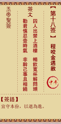玉帝灵签 第18签:程咬金遇赦 中平