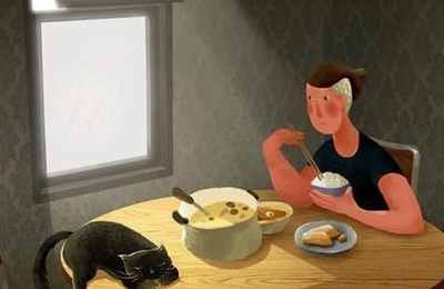 梦见一个人吃饭